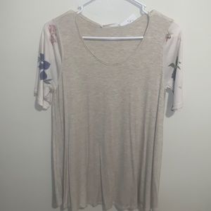 Floral half sleeve t shirt by Chris and Carol Small tan